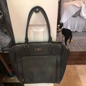 Gray Kate Spade leather tote